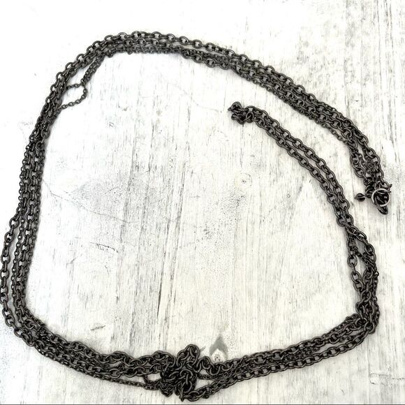 Long dark grey multi chain necklace - Picture 2 of 9